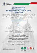 TIEZZO - 100 ANNIVERSARIO DEL MONUMENTO AI CADUTI